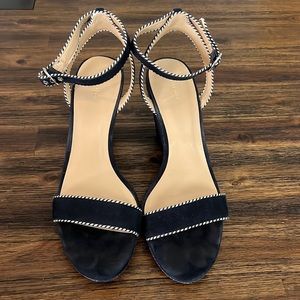 Ann Taylor Haydee Suede Sandals Size 11 True Navy